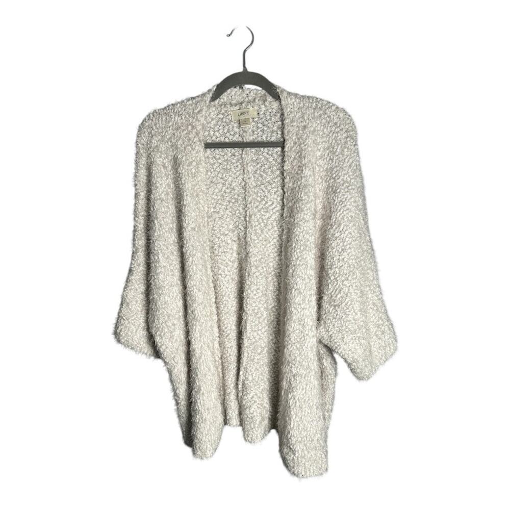 LOFT Light Gray Popcorn Open Cardigan Sweater Small